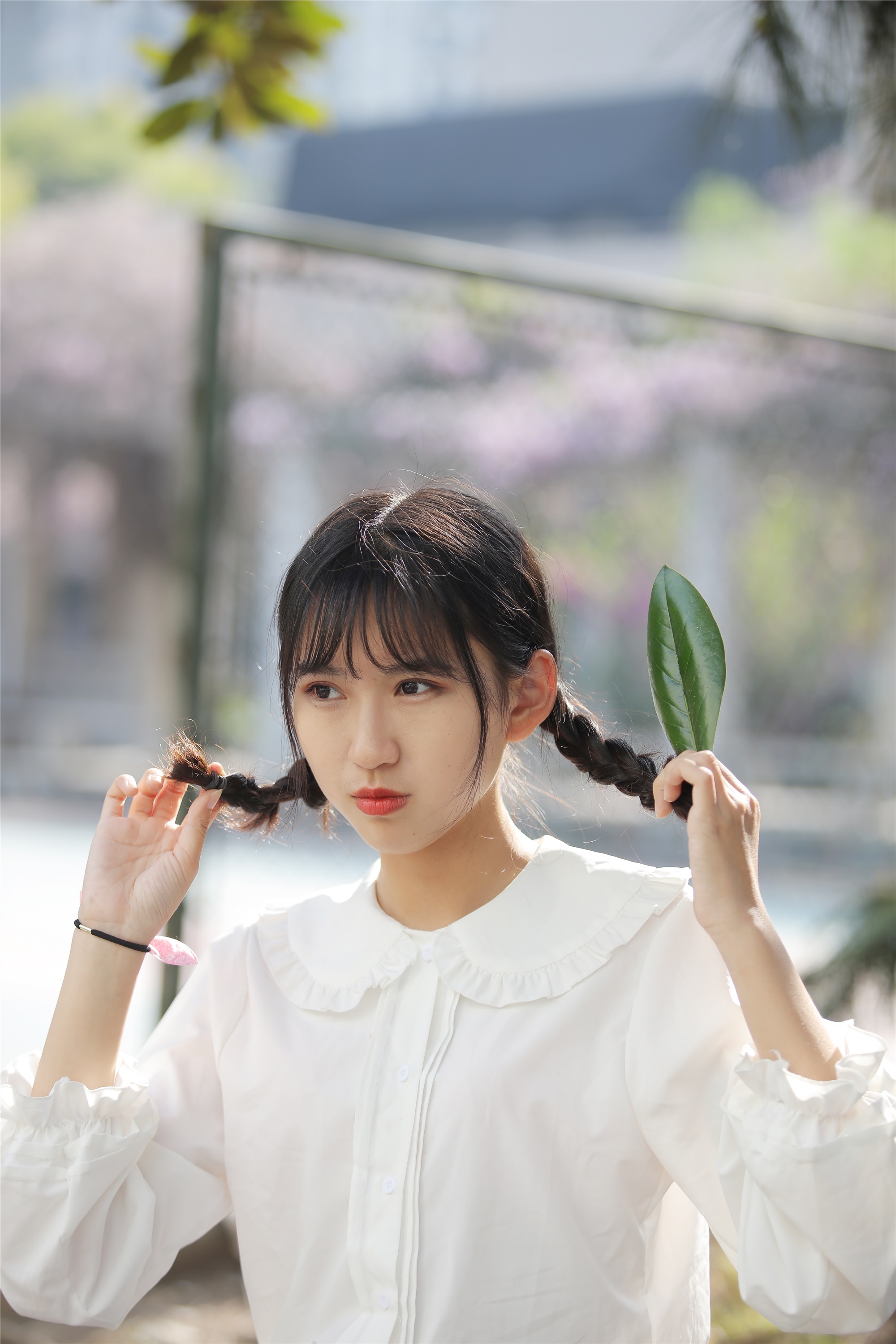 奈丝写真 NO.072 小橙子 扎马尾辫 穿白褶裙